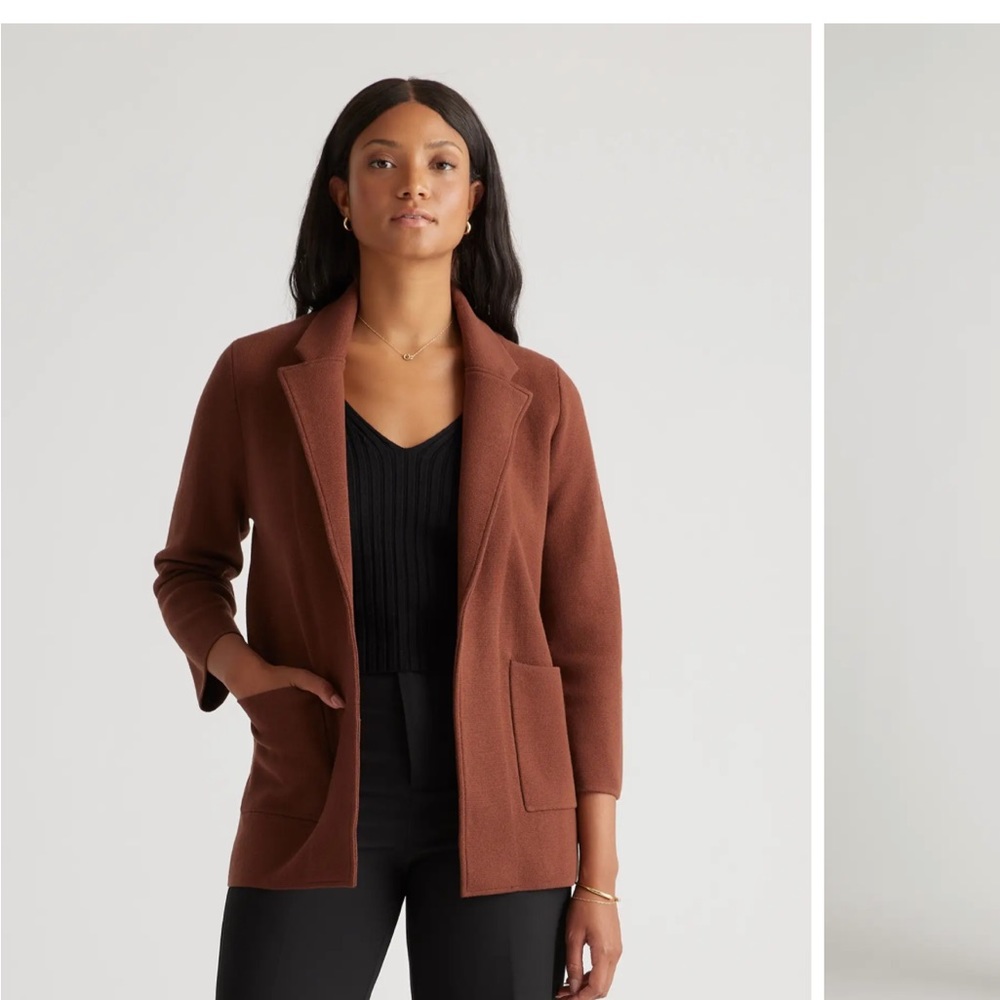 Quince Cotton Knit Blazer Cappuccino Size S